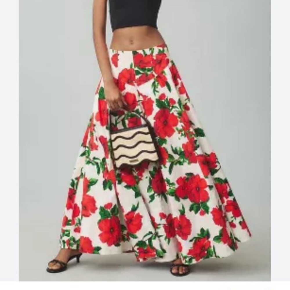 Anthropologie Drop-waist A-line Maxi Skirt